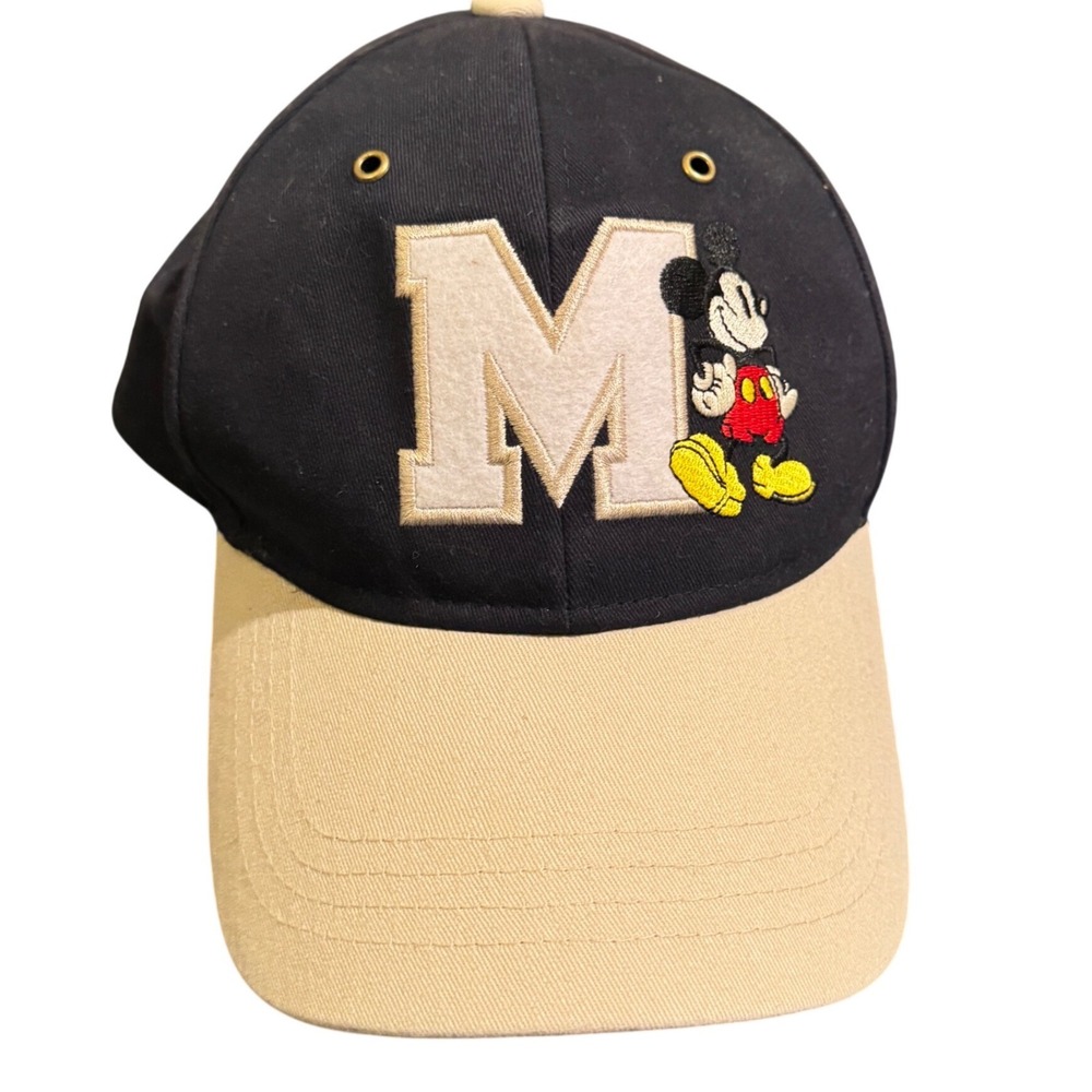 Disney Parks Disneyland Resort Mickey Mouse M Navy Tan Baseball Hat Cap Adult